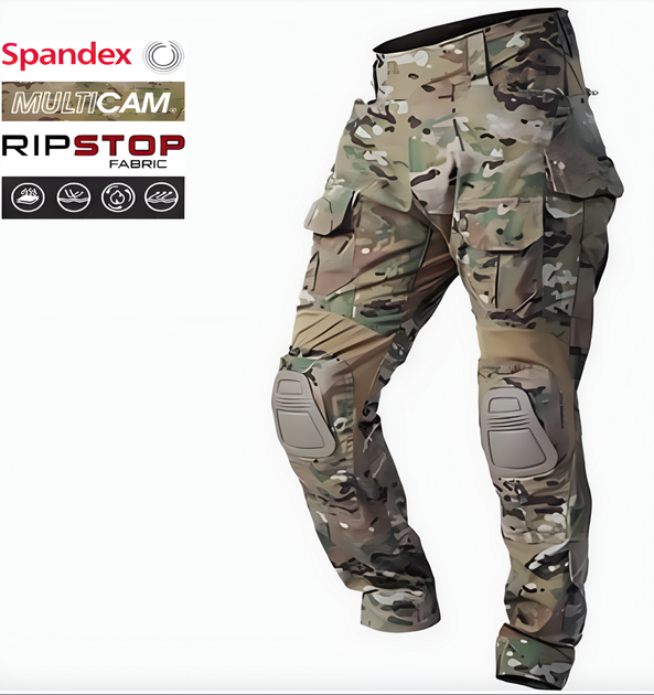 Тактичні штани G3 COMBAT PANTS MULTICAM бойові армійські штани мультикам з наколінниками та спандекс вставками р.S - зображення 1