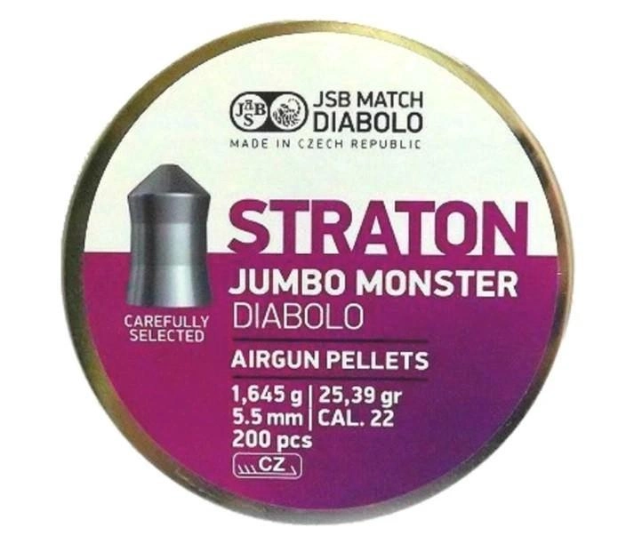 Кулі пневматичні JSB Diabolo Straton Jumbo Monster. Кал. 5.51 мм. Вага - 1.64 г. 200 шт/уп - зображення 1