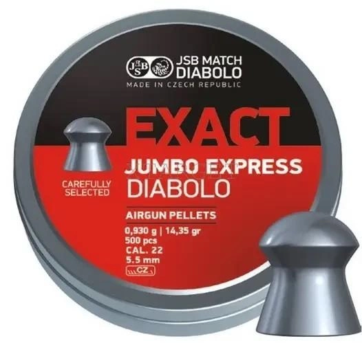 Кулі пневматичні JSB Diabolo Exact Jumbo Express. Кал. 5.52 мм. Вага - 0.93 г. 250 шт/уп - зображення 1