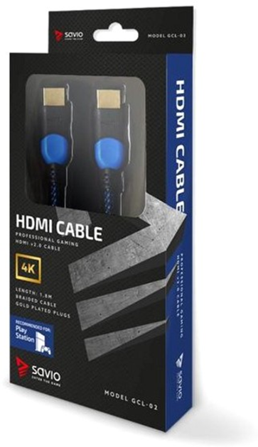 Kabel Savio GCL-02 HDMI v2.0, 1.8 m Niebieski - obraz 3