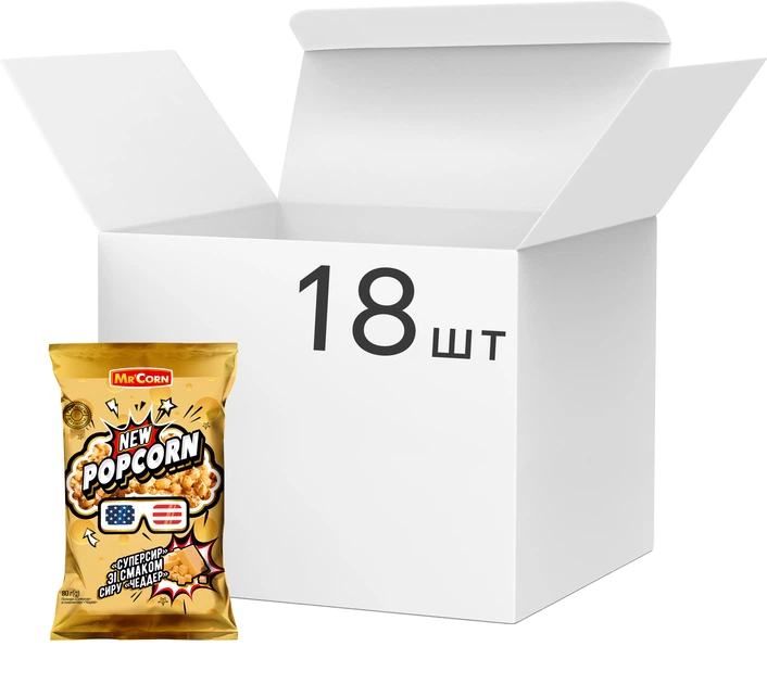 Упаковка Попкорна Mr'Corn со вкусом сыра Чеддер Супер сыр 80 г х