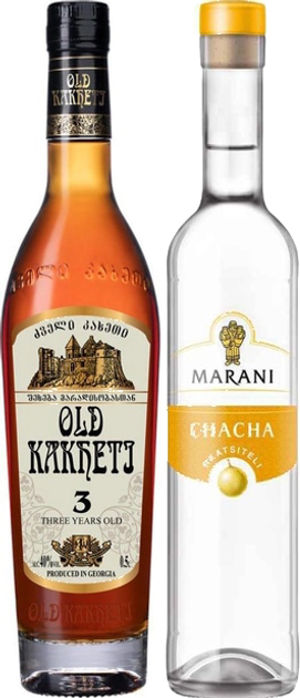 Набір Міцний мікс Старий Кахеті 3 зірки 0.5 л та Чача Marani Ркацителі 0.5 л 40% - зображення 1