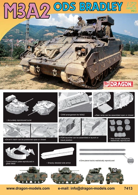 Сборная модель 1/72 Бронетранспортер M2A2 ODS Bradley Dragon 7331 - изображение 2