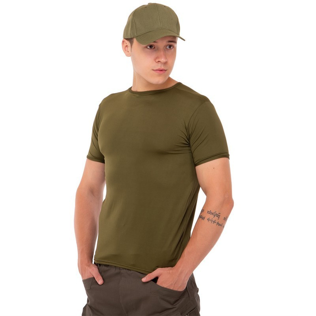 Літня футболка чоловіча тактична компресійна Jian 9193 розмір 3XL (54-56) Оливкова (Olive) - зображення 2