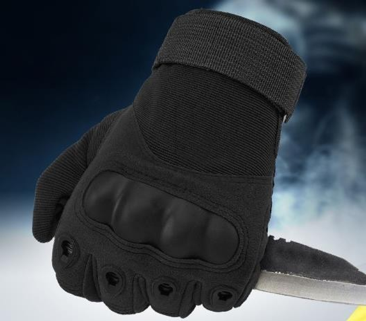 Перчатки мужские тактические с костяшками и закрытыми пальцами 4623 XL Черный - изображение 2