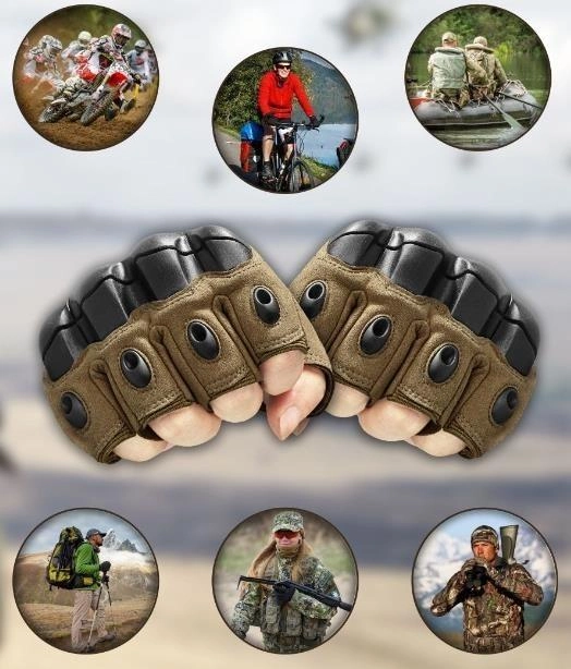 Перчатки мужские тактические с открытыми пальцами и усиленным протектором 4624 XL Хаки - изображение 1