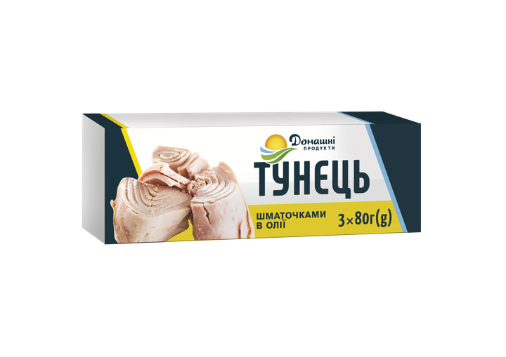 Тунець шматочками в олії Домашні продукти 3 шт×80 г – купити в Україні ...