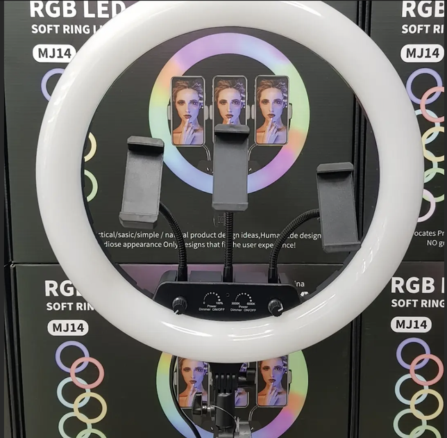 Кольцевая светодиодная лампа RGB MJ14, 36 см, 15 цветовых схем и 10 ступеней яркости БЕЗ ШТАТИВА - Фото 5 Кольцевая светодиодная лампа RGB MJ14, 36 см, 15 цветовых схем и 10 ступеней яркости БЕЗ ШТАТИВА - изображение 5