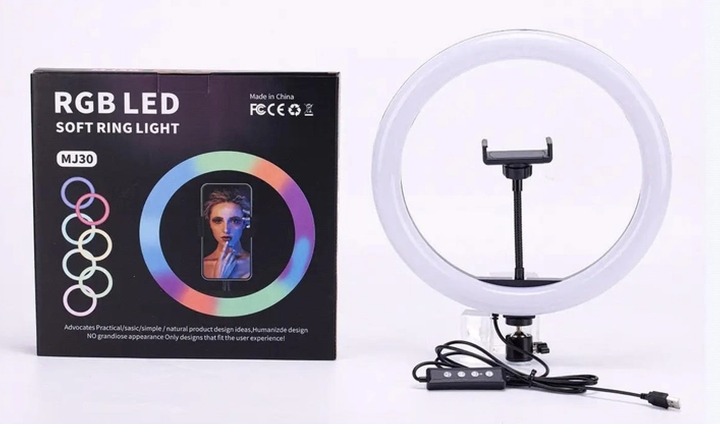 Кольцевая лампа RGB MJ30, 30 см Без штатива - изображение 4