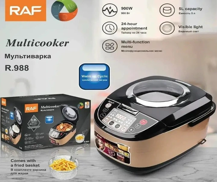 Мультиварка рисоварка пароварка фритюрница с антипригарной чашей RAF R.988 Pro Gold 21 программа 900W - изображение 6