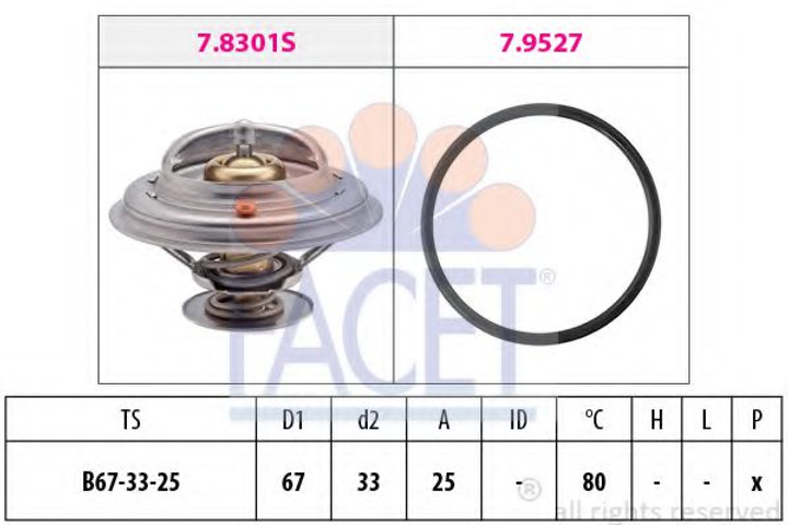 Термостат BMW 3 (E30/E36)/5 (E34)/7 (E23/E32)/MB (W123) 82- (79 C) Facet (78301) - изображение 1