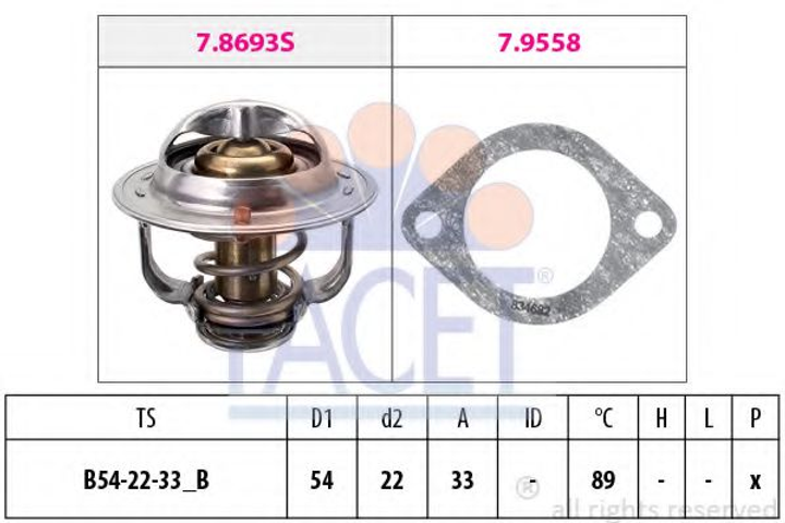 Термостат Opel Astra/Meriva/Zafira 1.7CDTI 03- (89C) Facet (78693) - зображення 1