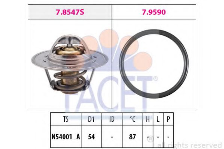 Термостат VW Caddy III/Golf IV/T4/T5/Octavia/A4/A6 1.4-2.0 TDI 80- (88C) Facet (78547) - изображение 1