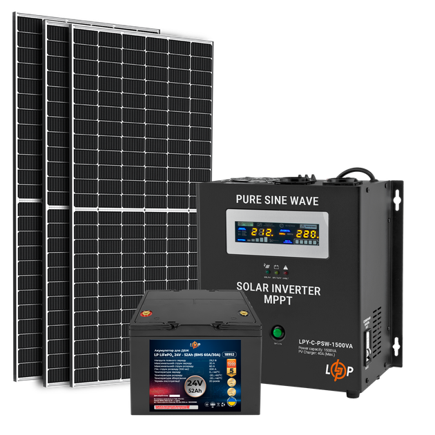 Солнечная электростанция (СЭС) 1kW АКБ 1.2kWh (литий) 52 Ah Премиум ...