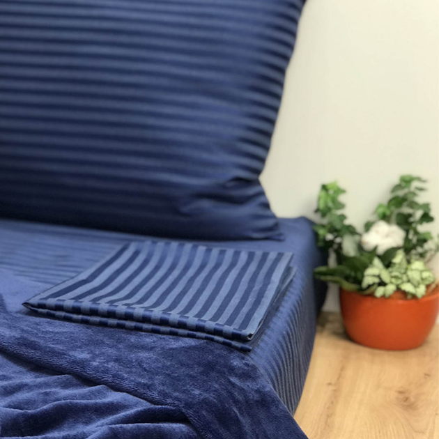 Простирадло на резинці Beige Страйп-сатин "Еліт" Двоспальний ...