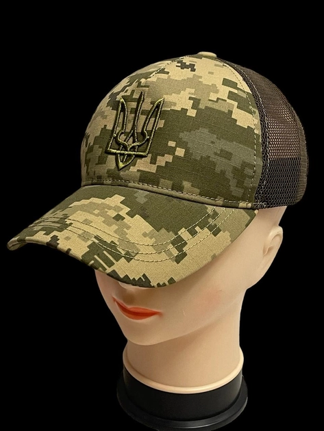 Бейсболка кепка тактическая с сеткой Трезубец (Герб Украины) Пиксель - изображение 1