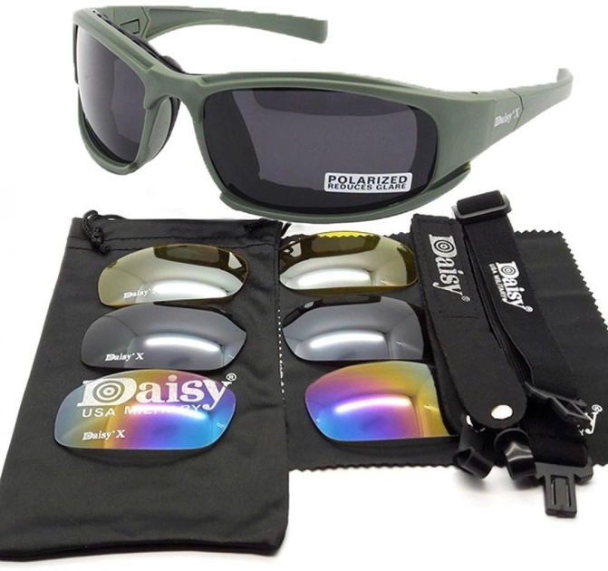 Тактические очки Daisy X7 олива с защитными поликарбонатными линзами - изображение 1