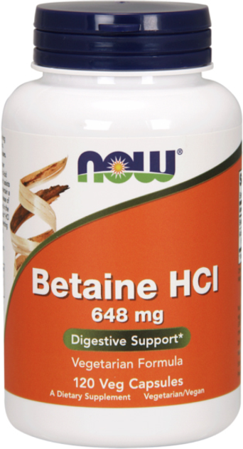 Suplement diety Now Foods Betaine HCl 120 k (733739029386) - obraz 1