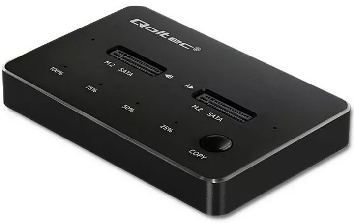Док-станція Qoltec для 2 x SSD M.2 SATA USB Type-C 3.1 Black - зображення 2