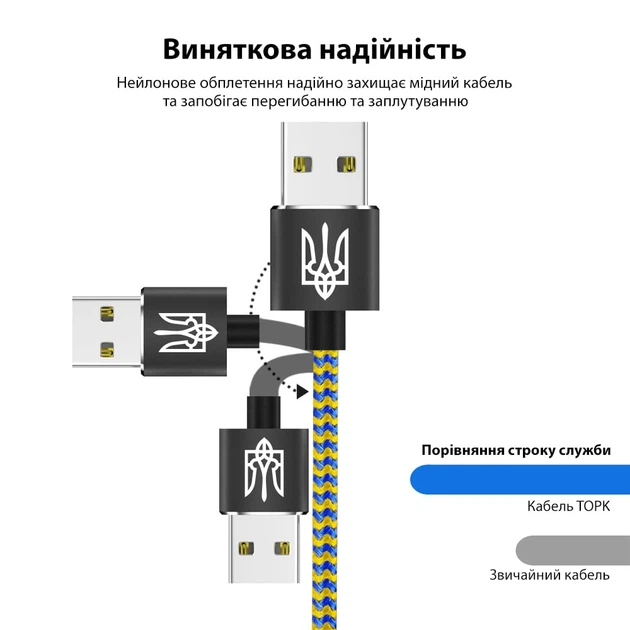Магнітний кабель USB для зарядки TOPK AM23 UA 1M MicroUSB - Фото 2 Магнітний кабель USB для зарядки TOPK AM23 UA 1M MicroUSB - зображення 2