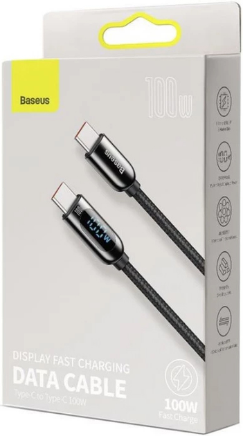 Кабель Baseus Display Fast Charging Data Cable Type-C to Type-C 100W 1м (CATSK-B01) Black - зображення 2