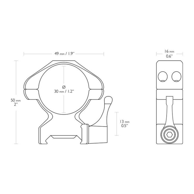 Кольца быстросъёмные Hawke Precision Steel, 30 мм, High, на Weaver / Picatinny - изображение 2