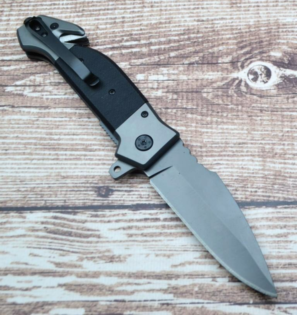 Нож складной туристический для рыбалки и охоты Browning нож с стропорезом и стеклобоем DA167 Черный - изображение 2