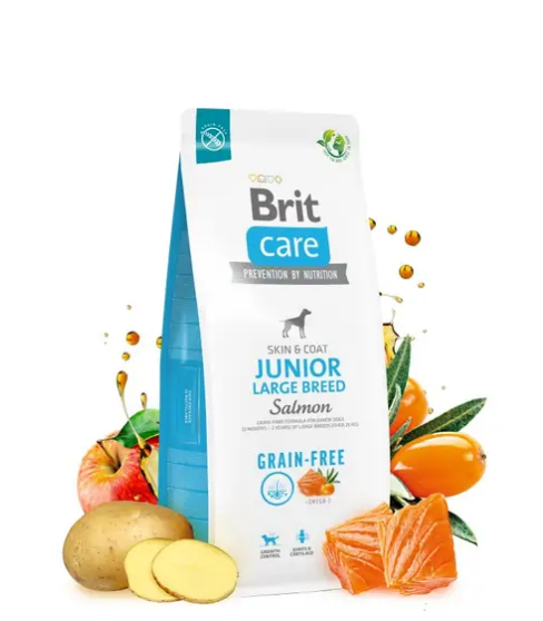 Cухой корм для щенков Brit Care Grain-free Junior Large Breed 3 кг - лосось - изображение 2