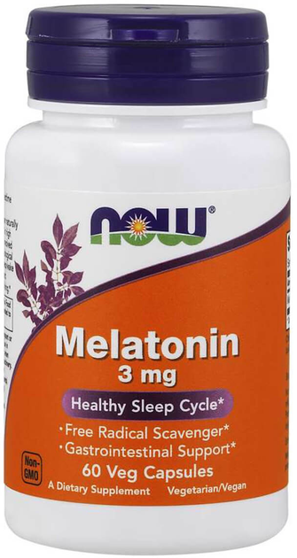 Suplement diety Now Foods Melatonin 3 mg 60 k (733739032553) - obraz 1