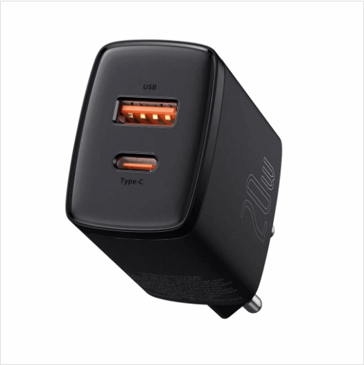 Зарядное устройство для МПЗ Baseus Compact Quick Charger 20W QC+ PD (Type-C+USB) black - изображение 2