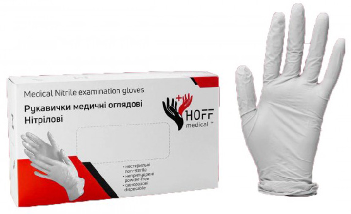 Перчатки латексные без пудры Hoff Medical M 50 пар Белые (ph_30378) - изображение 1
