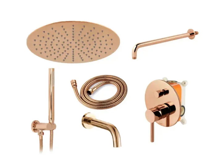 Душовий гарнітур прихованого монтажу REA LUNGO ROSE GOLD + BOX з виливом (REA-P6610) - зображення 3
