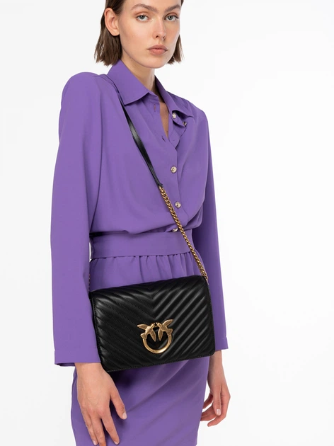 Сумка крос-боді жіноча шкіряна Pinko Love Click Shoulder Bag 100063A0GK-Z99Q Nero/Antique (8055209868823) - зображення 7