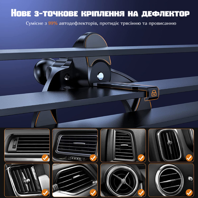 Автомобільний бездротовий зарядний пристрій WOFALO CW15, 15W, із кріпленням на дефлектор в авто, сріблястий - зображення 5