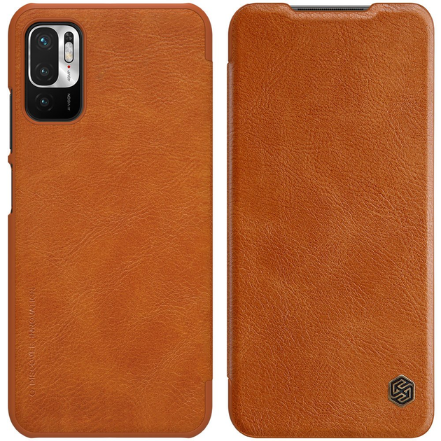 Etui z klapką Nillkin Qin Leather do Xiaomi Redmi Note 10 5G/Poco M3 Pro Brązowe (NN-QLC-XRN10/BN) - obraz 7
