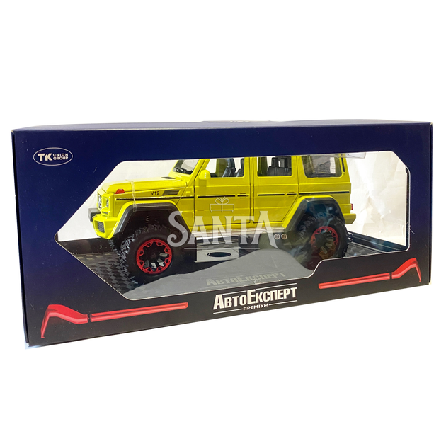 Машинка металлическая детская Mercedes G500 мерседес, желтый, Автоэксперт, 1:24, свет, инерция, открываются двери, багажник, капот, 20*10*11см (GT-09002) - изображение 8