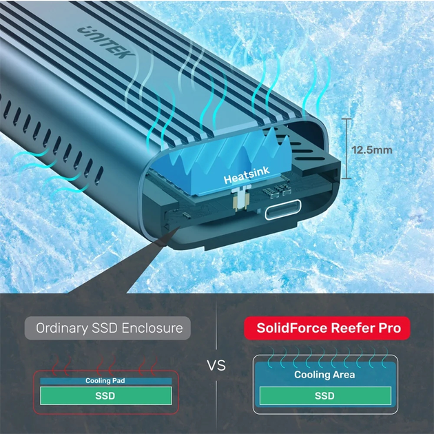 Zewnętrzna kieszeń Unitek SolidForce Reefer Pro na M.2 SSD NVMe (PCIe) USB 4.0 (S1226A) - obraz 12