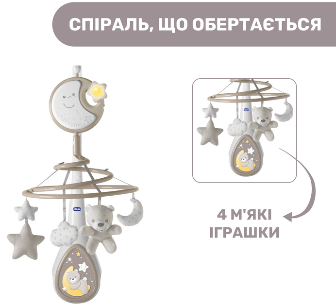 Мобиль на кроватку Chicco Next2Dreams Бежевый 3 в 1 (07627.00) - изображение 2