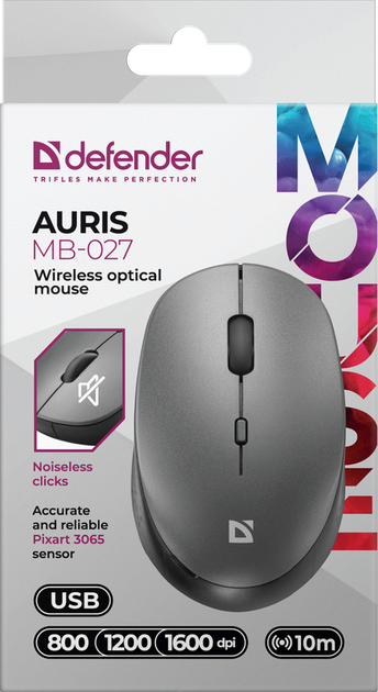 Mysz Defender Auris MB-027 Wireless Grey (4745090821789) - Zdjęcie 6 Mysz Defender Auris MB-027 Wireless Grey (4745090821789) - obraz 6