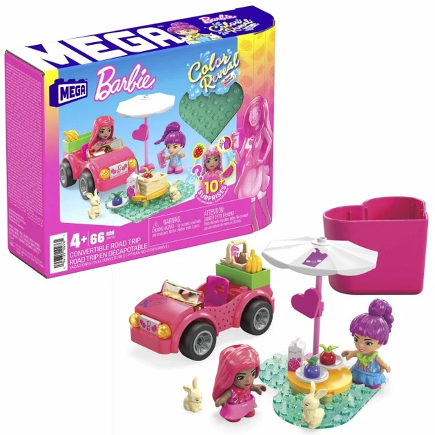 Klocki konstrukcyjne Barbie MEGA Color Reveal Kabriolecik Wesoła wycieczka (194735102761) - obraz 5