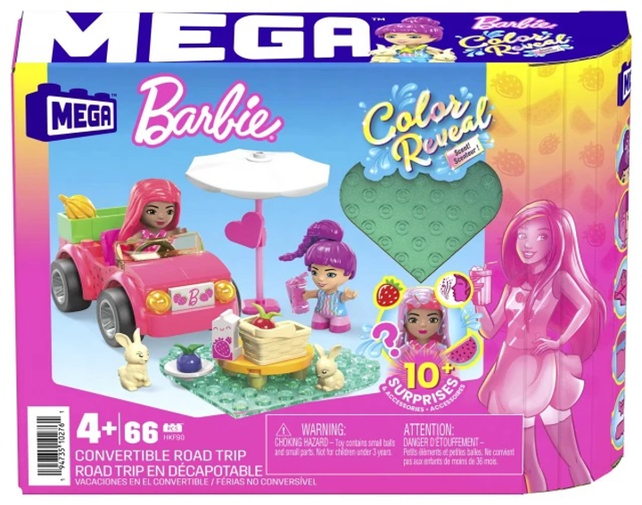 Klocki konstrukcyjne Barbie MEGA Color Reveal Kabriolecik Wesoła wycieczka (194735102761) - obraz 6