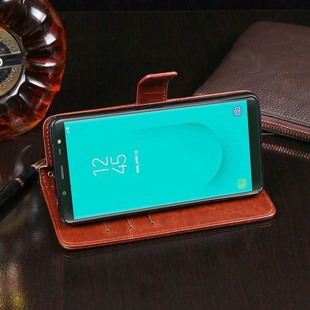 Чохол Idewei для Samsung Galaxy J6 2018 / J600F книжка шкіра PU коричневий - Фото 2 Чохол Idewei для Samsung Galaxy J6 2018 / J600F книжка шкіра PU коричневий - зображення 2