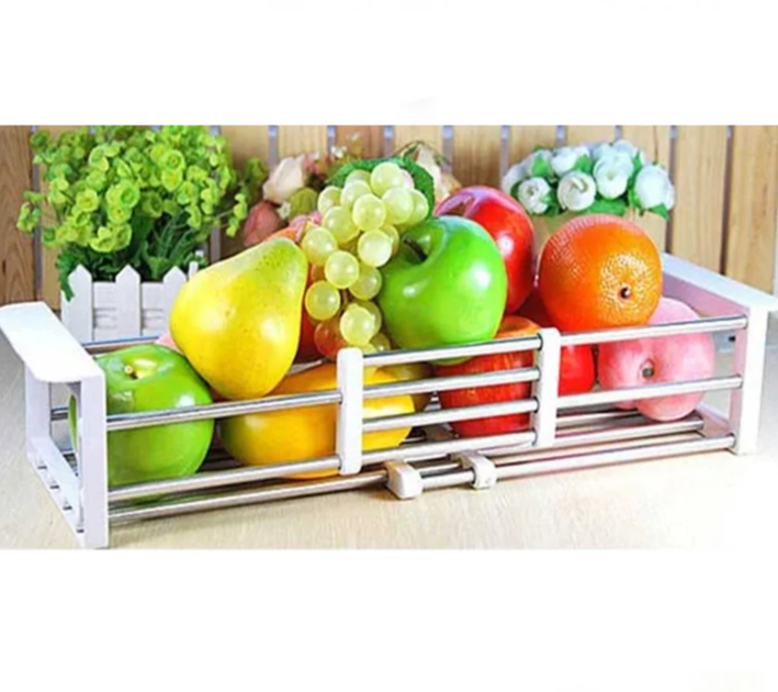 Кухонна полиця Багатофункціональна складана Kitchen Drain Shelf Rack для сушіння посуду та овочів та фруктів від 35см до 54см FF-77 - зображення 4