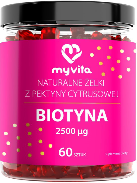 Натуральні біотинові жувальні цукерки Myvita 2500 мкг 60 шт. (5903021593054) - зображення 1