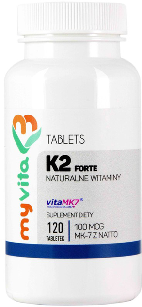Добавка харчова Myvita Вітамін K2 MK7 100 мкг 120 таблеток (5905279123458) - зображення 1