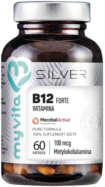 Харчова добавка Myvita Silver Вітамін B 12 100% 60 капсул (5903021590299) - зображення 1
