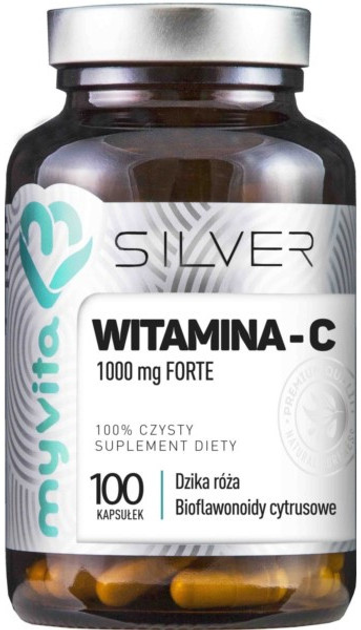 Добавка харчова Myvita Silver Вітамін C 100% 100 капсул для імунітету (5903021590329) - зображення 1