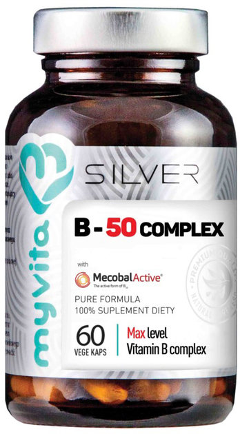 Добавка харчова Myvita Silver Vitamin B 50 Complex 60 капсул (5903021591272) - зображення 1