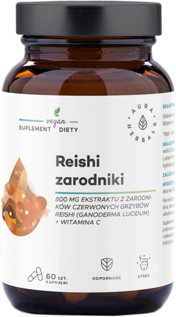 Aura Herbals Reishi Zarodniki 800mg 60 kapsułek (5902479613321) - obraz 1