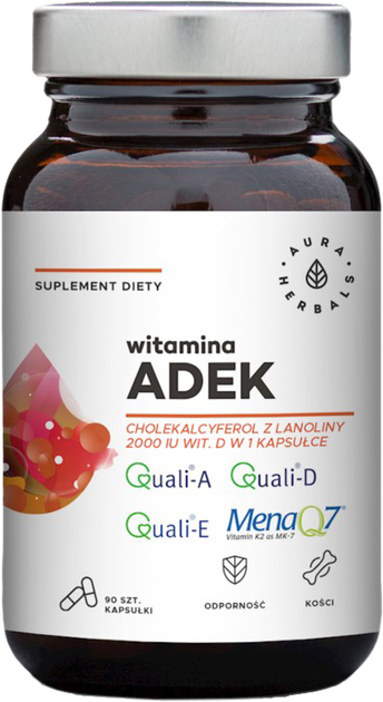 Харчова добавка Aura Herbals Вітамін ADEK 90 капсул для імунітету (5902479612447) - зображення 1